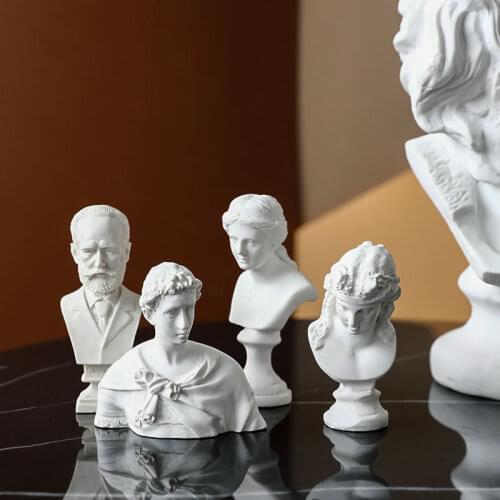 Miniature Statue Head Plaster Greek Figure Sculpture Art Bust Living Room Ornaments Crafts Decorazioni Casa Home Decor AC50DX