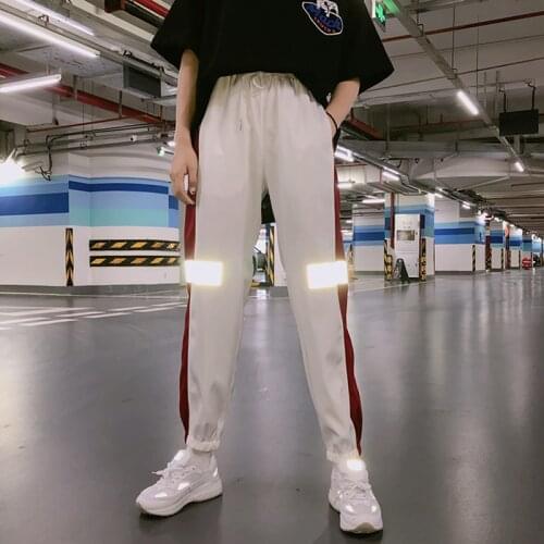 Fashion Womens Bottoms Pants 2019 Hip Hop Casual Female Strip Tatical Joggers Trousers Reflective Casual Streetwear Pants Girls