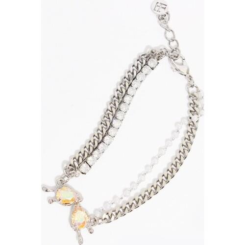 Original metal wind snake bone chain double iteration butterfly colorful double water drop bracelet