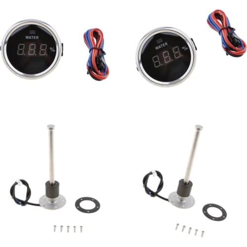 Pair 200mm Marine Fuel & Liquid Level Gauge Sensor+ Pair 2'' Fuel Level Meter