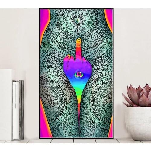 Psychedelic Trippy Visual Abstract Modern Painting HD Canvas Painting Canvas Posters and Prints Wall Art Bar Home Decor Sticker
