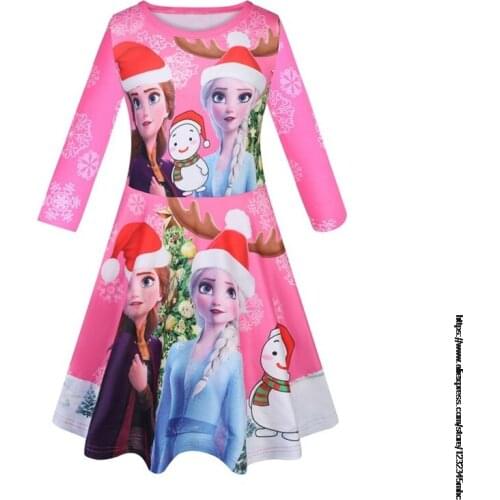 Frozen Girls Dress Elsa and Anna Princess dress Childrens fashion show birthday Halloween Party dress Little Girls nit dress