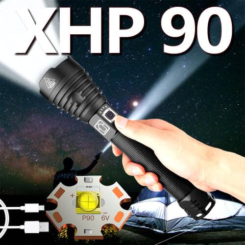 Most Powerful 300000LM LED Flashlight USB Rechargeable Torch XHP90.2 XHP50 XHP70 Hand Lamp 18650/26650 Tactical Flashlights