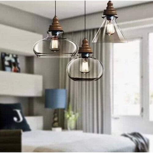 Modern hanging lamp design Nordic Industrial Clear Glass Shade Pendant Lights for Kitchen Island Bar Hotel Shop Pendant Lamps