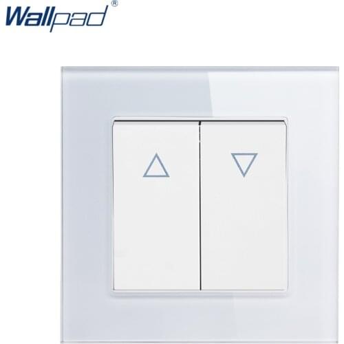 Curtain Up and Down Switch Wallpad Crystal Glass 110V-250V Blind Window Curtain 2 Gang Momentary Reset Contact Button Switch