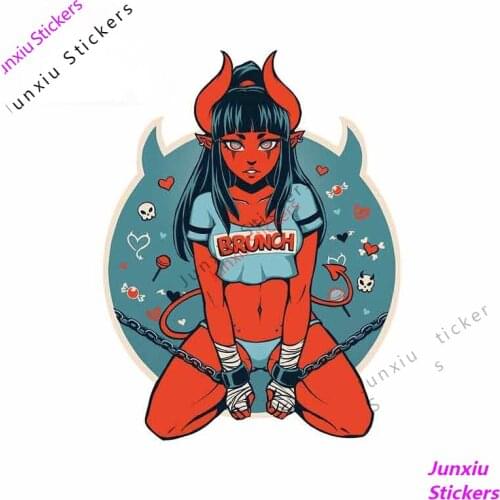 PVC13x10cm Devil Elf Girl Funny Car Stickers Vinyl Scratch-proof Custom Printing Sticker DIY Waterproof Cover scratches Decal