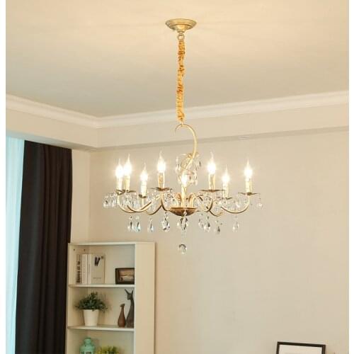 Rustic iron Bar kitchen lamp Dining Room Crystal Chandeliers Bedroom Living Room Light Chandelier Ceiling Lustres home lighting