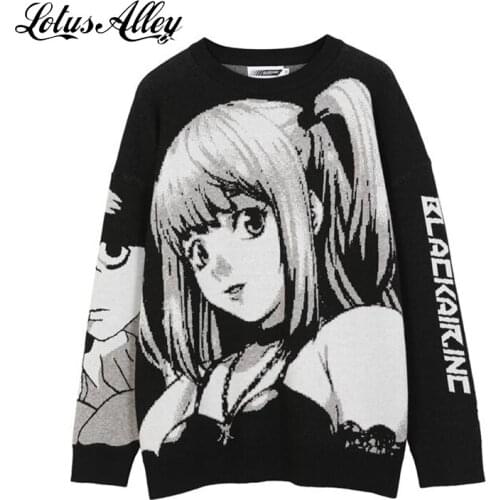 Harajuku Knitted Sweater Japanese Style Oversized Streetwear Sweaters Gothic Clothes Women Fall Winter Anime Sweater dropship