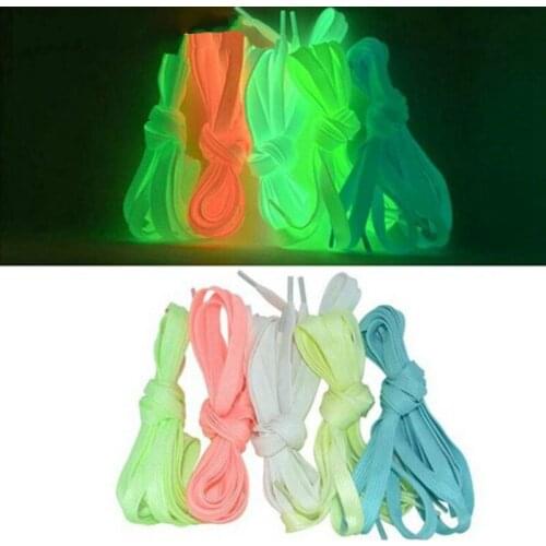 1 Pair of Luminous Shoelaces Flat Sneakers Canvas Shoelaces Glow in the Dark Night Fluorescent Shoelaces 100/120 Meters