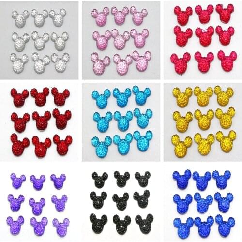 100 Flatback Resin Dotted Rhinestone Gems Mouse Head 14X12mm Craft Bow Center