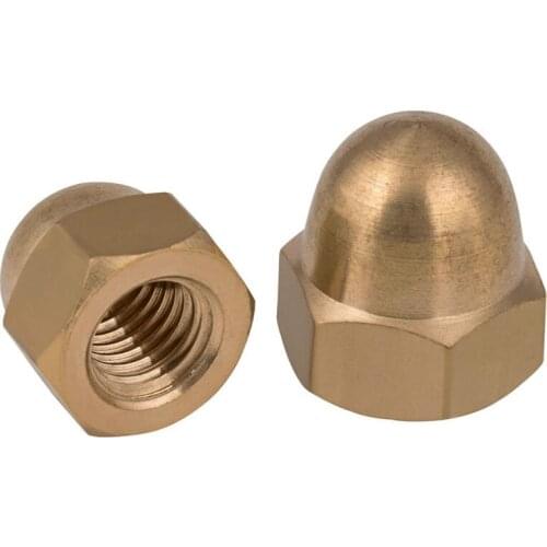 20Pcs DIN1587 M3 M4 M5 M6 Brass Cap Hex Nuts Decorative Dome Head Cover Semicircle Acorn Nut