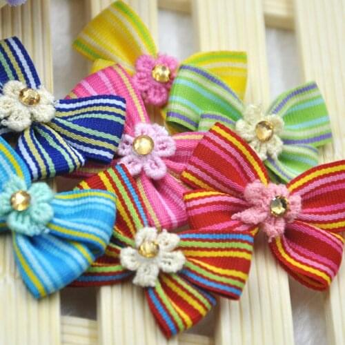 20PCS Fabric Ribbon Flowers Bows Appliques Wedding Deco Lots Mix A308