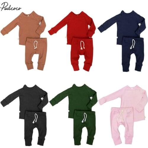 2019 Brand Newborn Infant Baby Boy Girl Clothes Cotton Long Sleeve T-shirt Top+Pants Kids Cotton Outfit Sets Nightwear Tracksuit