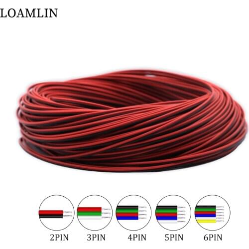 22AWG Led Wire Cable 2Pin/3Pin/4Pin/5Pin For WS2812B WS2811 5050 2835 5730 Led Strip Light