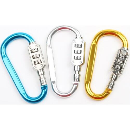 3 digit password lock Carabiner Outdoor Kit Camping Locking Survival Gear Mountaineering Hiking Screw Lock Hanging Hook Buckle
