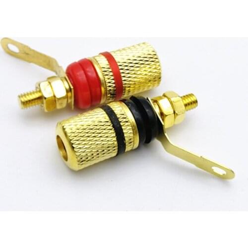 307 gold plated copper shell copper pole terminal speaker terminal horn red black pad terminal 4mm banana plug
