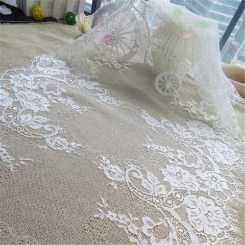 6Meters Classical Design and Nylon Full Dress Eyelash Lace Soft Black ivory French Bilateral Chantilly Lace Fabric LB0012