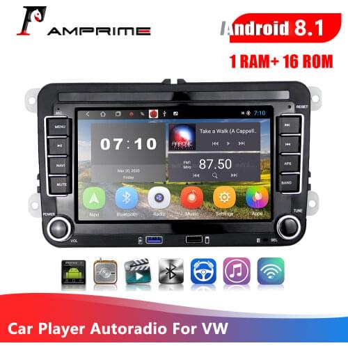 AMPrime 2 Din Android 8.1 Car radio GPS For VW/Volkswagen/Golf/Polo/Tiguan/Passat/b7/b6/SEAT/leon/Skoda Car Multimedia Player