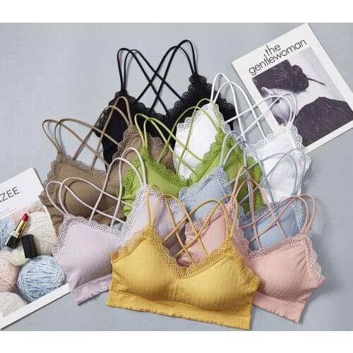 Seamless Lace Push Up Bra Women Girl Wireless Bralette Cross Beauty Back Underwear Soft Solid Color Sexy Lingerie