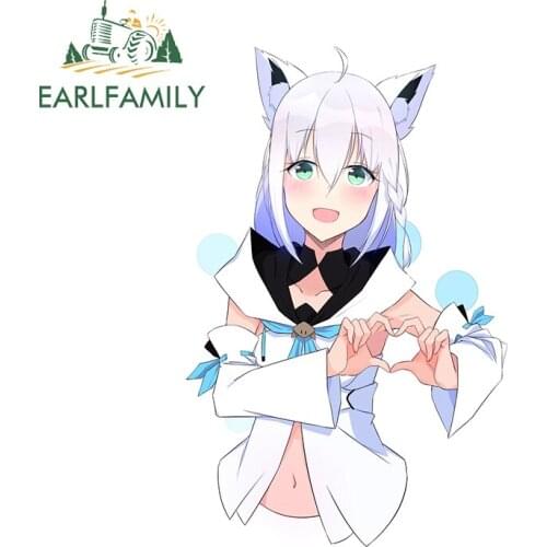 EARLFAMILY 13cm x 8.5cm for Hololive Shirakami Fubuki Funny Car Stickers Personality Waterproof Air Conditioner DIY Decal Decor