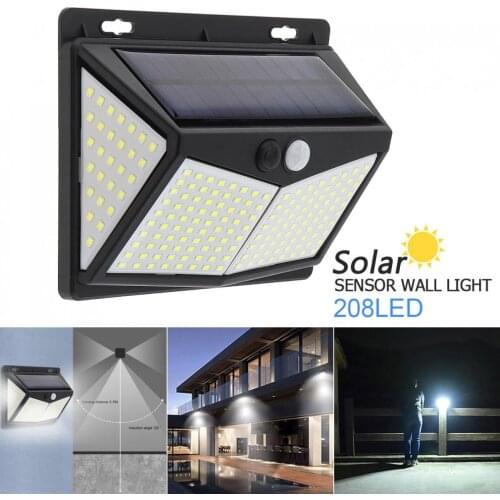 208LED Solar Powered Light Outdoor Solar Lamp PIR Motion Sensor Solar Powered Sunlight Street Light for Garden Decoration