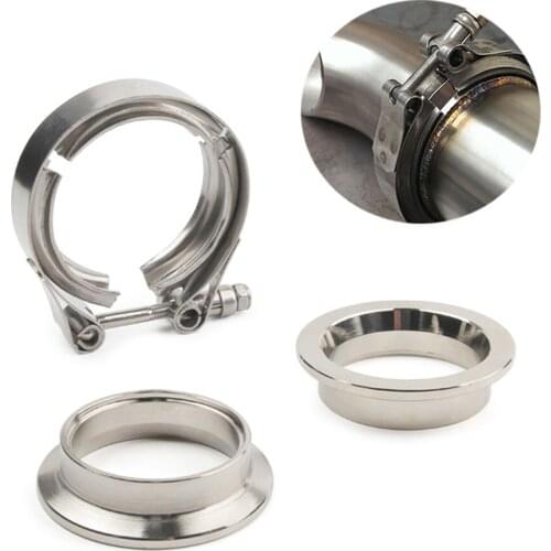 2/2.25/2.5/3/3.5/4 inch V-Band Clamp Flange Kit Clamps and Exhaust Flange Male/Female Kits for Turbo Exhaust Down Pipe Catback
