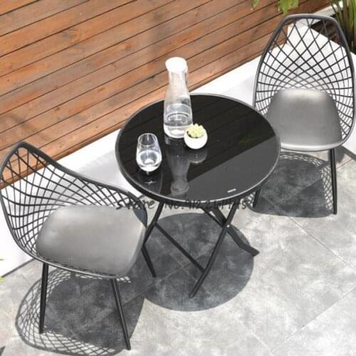 Balcony Small Table And Chair One Table And Two Chairs Outdoor Coffee Table Outdoor Leisure Simple Modern Terrace Rattan Chair