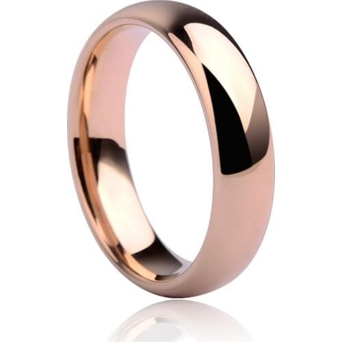 New Fashion 4mm/6mm Rose Gold Plating Tungsten Rings Wedding Dome Band Couples' Rings Jewelry Free Shipping Size 5-14