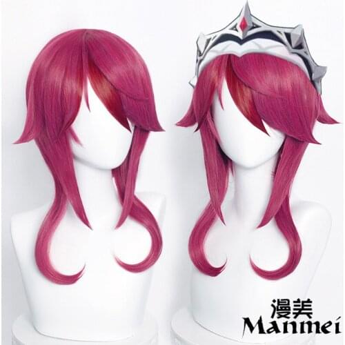 Game Genshin Impact Rosaria Cosplay Wig Deep Rose Red Hair synthetic Wigs High Temperature Soft Hair Silk Cosplay