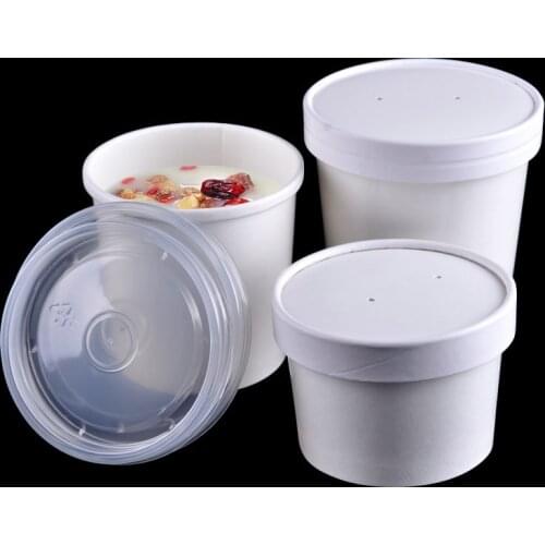 Thick Color Paper Ice Cream Cup with Cover Disposable Dessert Cake Cup Bowl Eco Friendly Party Tableware 100pcs/lot SK720