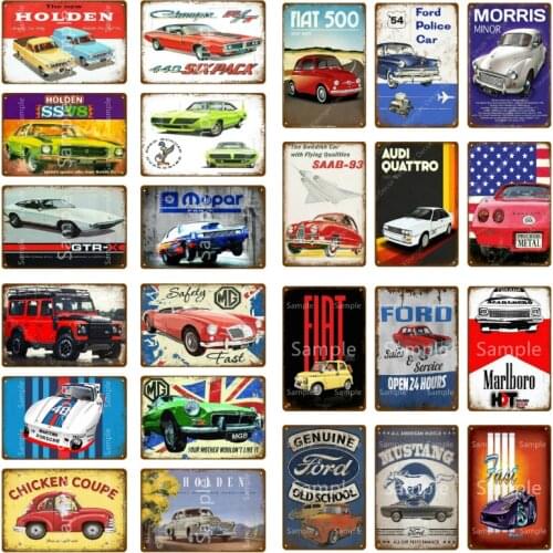 Police Racing Car Metal Plate Tin Sign Plaque Vintage Pub Decor Metal Poster Home Decoration Vintage Art Painting YM045