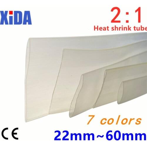 1Meter 2:1 Clear Heat Shrink Tube transparent 22mm 25mm 30mm 35mm 40mm 50mm 60mm thin Heatshrink Tubing wrap Sleeving Wire kits