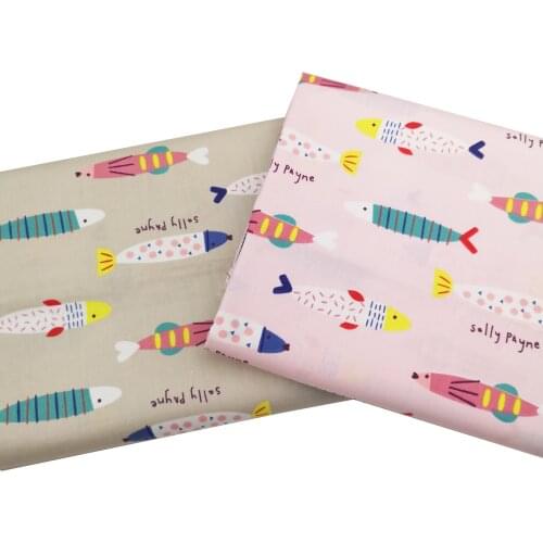 Fishs Printed Twill 100% Cotton Fabric Patchwork Cloth for DIY Sewing Quilting Sheets Dress Pillow Fat Quarters Material Tissus