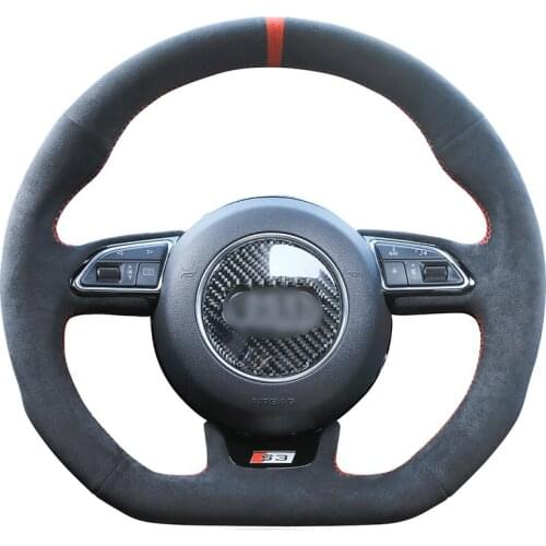 DIY Black Premium Suede Car Steering Wheel Cover for Audi A5 A7 RS 5 RS 7 S3 S4 S5 S6 2013 S7 SQ5 2013 2014 2015 2016-2017