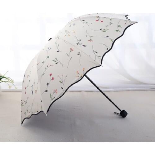 Chic Floral ANTI-UV Foldable Umbrella Sun Compact Women Female Ladies Lady Windproof Rain Lovely Flower Candy Colorful Umbrella
