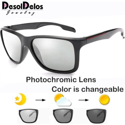 2020 Photochromic Polarized Sunglasses Men Car Driving Goggles Chameleon Sunglass Male Discoloration Glasses 1023