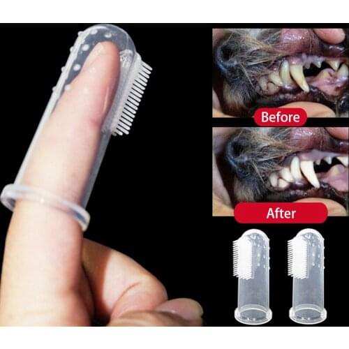 Super Soft Pet Finger Toothbrush Teddy Dog Brush Bad Breath Tartar Teeth Care Tool Dog Cat Cleaning Silicagel Pet Supplies
