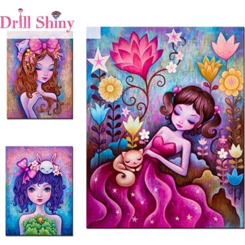 Drill Shiny 5D Diy Diamond Painting Beauty Girl Cross Stitch Cartoon Diamond Emroidery Full Mosaic Home Decor Wall Stickers