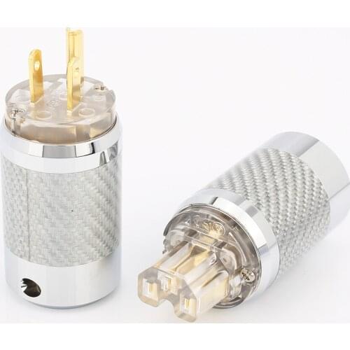 US mains Gold Plated AC Power Plug Male Carbon Fiber Connector HIFI audio