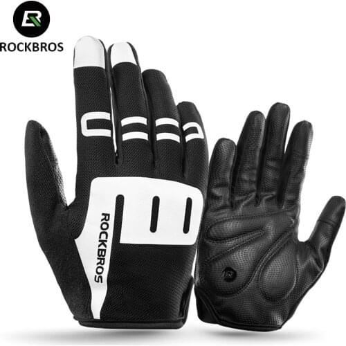 ROCKBROS Cycling Gloves Full Finger Road Bike Gloves Sports Reflective Touch Screen Long Finger Strong Shock Absorption Gloves