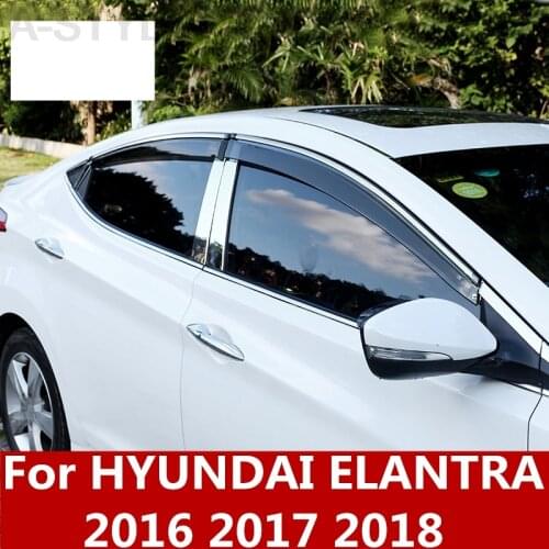 For hyundai Elantra 2016 2017 2018 Chrome Car Window Sun Vent Visor Rain Guards Sun/ rain Shield Auto Accessories