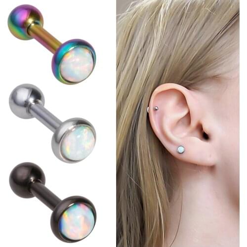 1 Pc Opal Cartliage Daith Tragus Piercing 16g Women Earring Piercings Body Jewelry Trendy Stainless Steel Orelha Helix Ring Stud