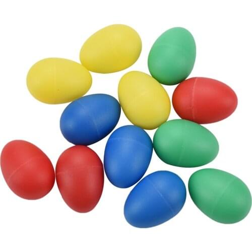 12pcs Plastic Egg Shakers Set with 4 Different Colors,Percussion Musical Egg Maracas Child Kids Toys