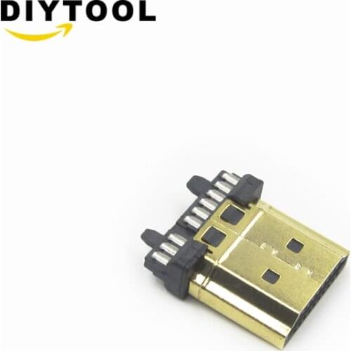 2pcs DIY HDMI Connector Male Gold Plate 19 Pin Plug Wire Solder
