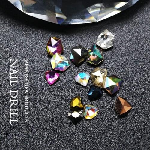 20pcs pointed back ice shape glitter nail art glass rhinestones colorful/ab/clear/gold/silver color nail art bright drill