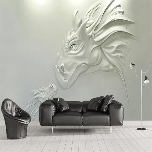 Milofi custom 3D wallpaper mural 3D three-dimensional relief animal god beast porch background wall for living room bedroom deco