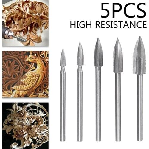 5Pcs Wood Carving and Engraving Drill Bit Milling Root Cutter Carve Tools Drill Bit Rotary Tools Sets Wood Carving Parts