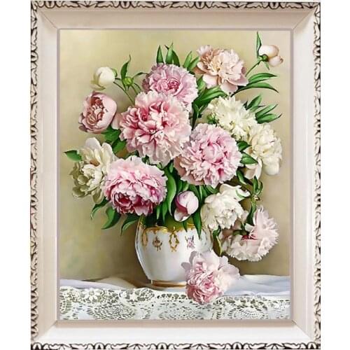 5D DIY Diamond Painting Flower vase Peony Full embroidery beads Cross Stitch Diamond Mosaic Picture Decor diamant Painting kit