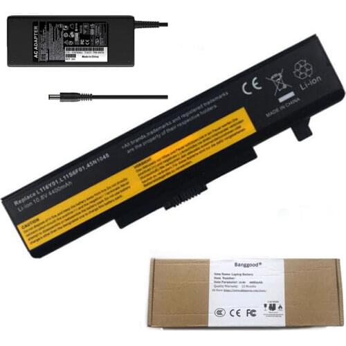 4400mAh Laptop Battery + 20V 4.5A Power Charger for LENOVO L116Y01 L11L6F01 L11P6R01 G480 G580 IdeaPad Y580 B480 B485 Y480 Y480A