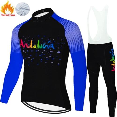 Andalucia Winter Thermal Fleece Camiseta Masculino Tricota Tenue Velo Jersey Maillot Ciclismo Hombre Uniforme Ciclismo Hombre